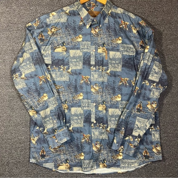 North River Outfitters Men's Blue Duck Patterned Shirt 100% Cotton, Xxl - Picture 1 of 7